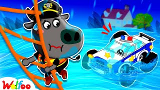 Help Police Stucked in Flooded Roads Hurricane Safety  Safety Tips for KidsMore  Wolfoo Channel [upl. by Ynnot993]