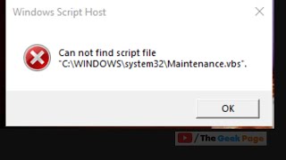 Can not Find Script File Maintenancevbs error in Windows 10  11 [upl. by Naut]