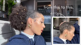 how to do sleek puff ponytail hairstyle on SUPER SHORT twa 4c natural hair  9 drawstring ponytail [upl. by Oyam749]