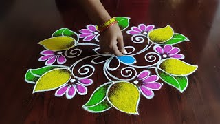 simpleeasyrangoli9438 ugadi special rangoli 7×4 Dots [upl. by Sartin]