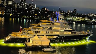 SuperYacht SCOUT  James Berwind’s 85M Yacht docked in LONDON [upl. by Reichert]