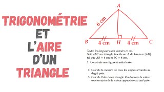 Trigonométrie et calcul laire dun triangle [upl. by Ettelliw]