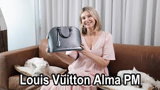 Louis Vuitton Alma PM EPI Leather Review  Anthracite Nacre [upl. by Rubenstein288]