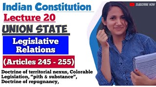 Indian Constitution L20  Legislative relations between Union amp State  Article 245 to 255 [upl. by Rafter345]