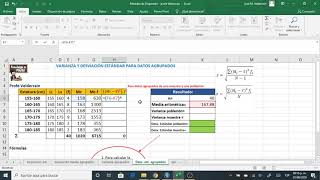 Varianza y Desviación estándar para datos agrupados en Excel [upl. by Pauli]