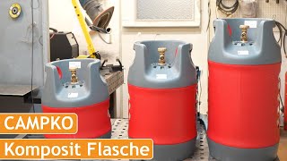 CAMPKO Komposit Gastankflasche mit Füllstop  leichteste Flasche für Propan 5 8 14 KG  LPG tanken [upl. by Nnyltiac]