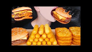 ASMR MCDONALDS CHEESEBURGER HASH BROWNS CHEESE STICK MUKBANG EATING SOUNDS [upl. by Bendicty]