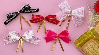 【リボン】ラッピングタイ付きリボン／Ribbon Ribbon bow with wrapping tie [upl. by Infield]