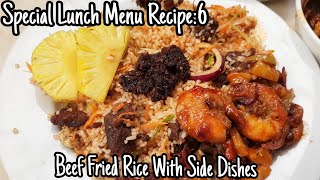 SPECIAL LUNCH MENU RECIPE6FRIED RICE🍛CHINESE SWEET PINEAPPLE PRAWN🦐🍍CHILLI PASTE🌶️ [upl. by Ecnerol814]