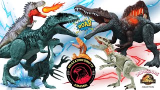 Dino Toy Collection Indominus Rex Iguanodon Dilophosaurus Velociraptor and More by Mattel [upl. by Oicnevuj]