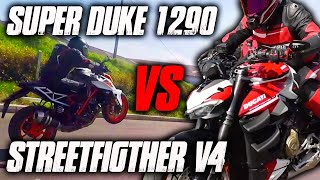 Ducati Streetfigther V4 VS Super Duke 1290 Drag Race [upl. by Quickman]