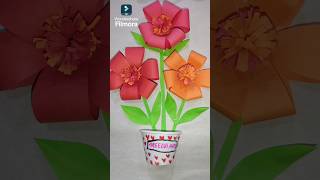 Beautiful paper flowers🌸diy art shorts Areebacraftyofficial [upl. by Gerta]