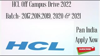 HCL Pooled Off Campus Drive 2022  Freshers  Software Engineer  BE BTech MSc MCA  PAN India [upl. by Suckram883]