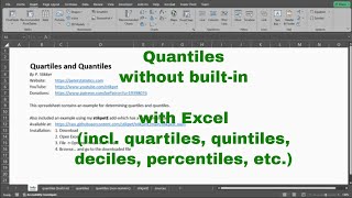 Excel  Quantiles and Quartiles without builtin [upl. by Cyrus]