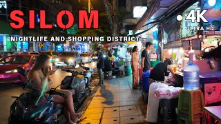 4K UHD Walking around Nightlife and Shopping Area in Silom Bangkok [upl. by Olen]