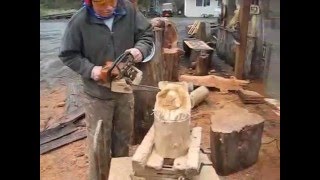 Chainsaw Carving  4 Minute Bear [upl. by Lacey]