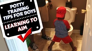 EASY POTTY TRAINING A BOY TIPS  Standing Up amp Learning How to Aim [upl. by Otrebmal]