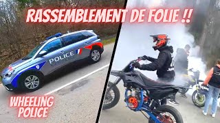 UN RASSEMBLEMENT 50CC DE FOLIE  POLICE RUN WHEELING 👮🚨 [upl. by Assenal734]