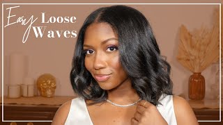 Easy Loose Curls with Flatiron on Relaxed Hair  Beginner Friendly Hair  Niara Alexis [upl. by Rachelle]