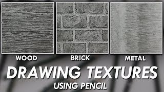 How To DRAW Realistic TEXTURES using PENCILS  Wood Brick amp Metal [upl. by Yuht]