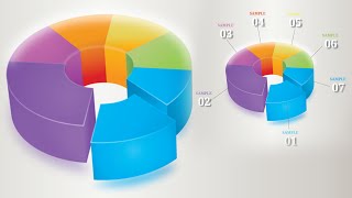 Illustrator Tutorial  Graphic Design  3D Infographics pie [upl. by Aerdnat915]