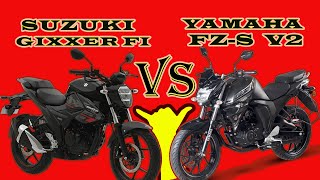 Yamaha FZS V2 VS New Suzuki Gixxer fi abs Comparison amp User Review  Which is best for you [upl. by Asselem]