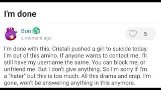 Cristali Pushes Another Person To Suicide [upl. by Naasah]