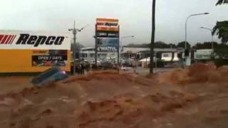 Inland Tsunami Toowoomba Floods Car Gets Washed Away Down Creek [upl. by Spanos581]