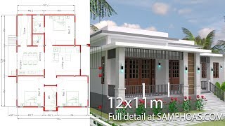 House Design with Full Plan 12x11m 3 Bedrooms [upl. by Adlih]