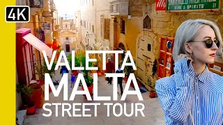 Valletta Malta Full City Street Walk  Whats it really like [upl. by Enelrihs]