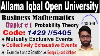 business mathematics chapter 1 mutually exclusive and collectively exhaustive events aiou 54051429 [upl. by Chelsey]