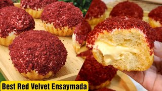 Red Velvet Cream Cheese Ensaymada  ‼️Most and Soft Ensaymada ‼️pang negosyo recipe‼️ Bake N Roll [upl. by Alleber]