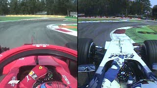 F1s Fastest Laps Raikkonen and Montoya at Monza Compared [upl. by Naerda]