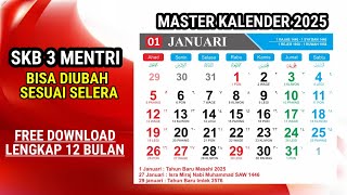 FREE DOWNLOAD MASTER KALENDER 2025 SUDAH SAMA DENGAN SKB 3 MENTRI KALENDER JAWA KALENDER HIJRIYAH [upl. by Debora]