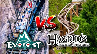 Hagrids vs Expedition Everest Coaster Battle Which is the BEST Family Roller Coaster [upl. by Eldon570]