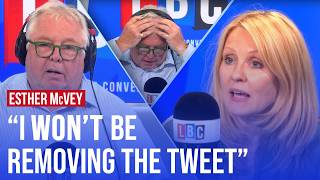 Esther McVey doubles down on Labour Holocaust comparison  LBC [upl. by Tenahs]