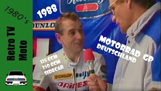 Motorrad GrandPrix von Deutschland 1988  ARD Sportschau  125ccm  250ccm  Sidecar  Nürburgring [upl. by Ientruoc]