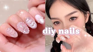 How to Do Cute Nails at Home ♡ beginners nail art tutorial 💅🏻 [upl. by Eynaffit476]