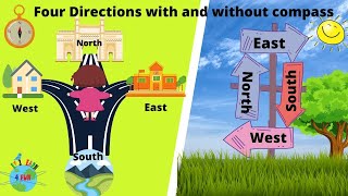 4 Cardinal Directions  North South East West learning trick  4 Directions with and without compass [upl. by Adnowal915]