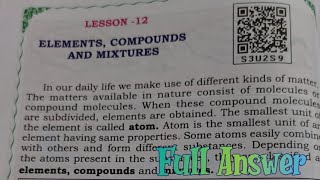 5th STD EVS lesson 12 Elements compounds and Mixtures full answer [upl. by Ozen]