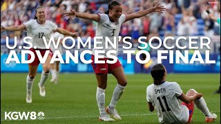 US womens soccer beats Germany and advances to gold medal match [upl. by Ainezey63]