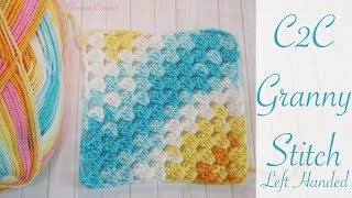 Left Handed Crochet C2C Granny Square [upl. by Plumbo]