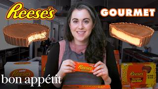 Pastry Chef Attempts to Make Gourmet Reeses Peanut Butter Cups  Gourmet Makes  Bon Appétit [upl. by Hildebrandt]