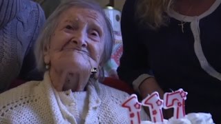 Worlds Oldest Person Celebrates Birthday [upl. by Nauqyaj239]