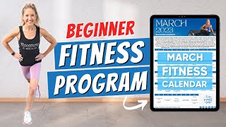 MARCH 2023 Fitness Calendar For Beginners  ALL Levels [upl. by Yemac]