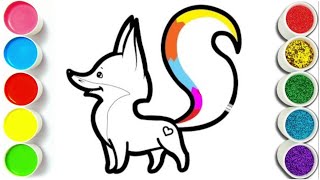 How to draw Fox for Children  Rainbow Fox Drawing Painting and Coloring for Kids amp Toddlers [upl. by Bindman553]