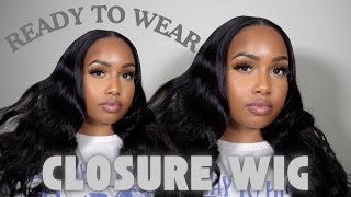 No Work Needed  Completely Glueless Ocean Wave Closure Wig Install  Review  Alipearl Hair [upl. by Llewop143]