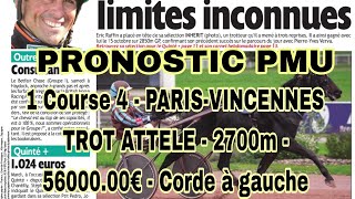 PRONOSTIC PMU QUINTE 22 novembre 2024 1 Course 4  PARISVINCENNESTROT ATTELE  2700m  5600000€ [upl. by Nilreb685]