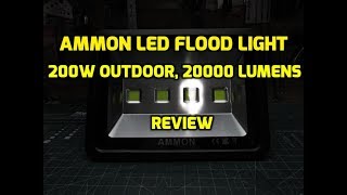 AMMON LED Flood Light 200W Outdoor Waterproof 20000 lumen Review [upl. by Sirotek]