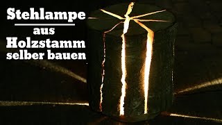 Stehlampe aus Holzstamm Baumstamm selber bauen [upl. by Evaleen]